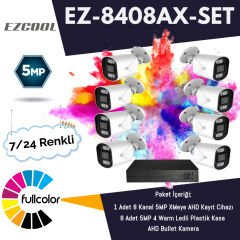 EZCOOL EZ-8408AX-SET 5MP FULLCOLUR 7/24 RENKLİ 8Lİ SET